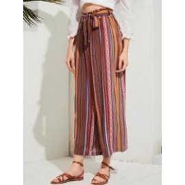 Factory Direct Supply Straight Pants Wide Leg Pants Ethnic Style Spring And Summer Casual Striped Cotton Harem Foreign Trade Loose Women's Long Pants