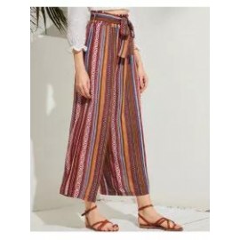 Factory Direct Supply Straight Pants Wide Leg Pants Ethnic Style Spring And Summer Casual Striped Cotton Harem Foreign Trade Loose Women's Long Pants