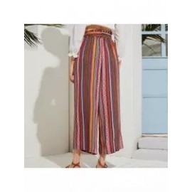 Factory Direct Supply Straight Pants Wide Leg Pants Ethnic Style Spring And Summer Casual Striped Cotton Harem Foreign Trade Loose Women's Long Pants
