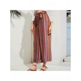 Factory Direct Supply Straight Pants Wide Leg Pants Ethnic Style Spring And Summer Casual Striped Cotton Harem Foreign Trade Loose Women's Long Pants