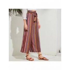 Factory Direct Supply Straight Pants Wide Leg Pants Ethnic Style Spring And Summer Casual Striped Cotton Harem Foreign Trade Loose Women's Long Pants