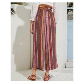 Factory Direct Supply Straight Pants Wide Leg Pants Ethnic Style Spring And Summer Casual Striped Cotton Harem Foreign Trade Loose Women's Long Pants