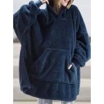 Casual Oversized Cashmere Home Pocket Hooded Coat