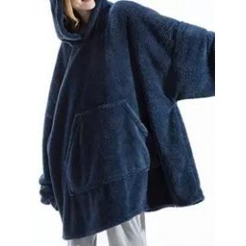 Casual Oversized Cashmere Home Pocket Hooded Coat