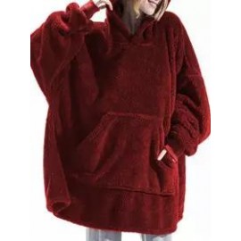 Casual Oversized Cashmere Home Pocket Hooded Coat