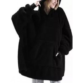 Casual Oversized Cashmere Home Pocket Hooded Coat