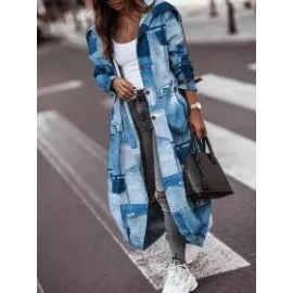 Ladies Fashion New Check Print Casual Daily Coat