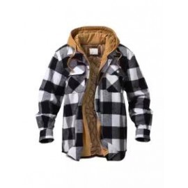 Men's Checkered Textured Winter Thick Hooded Jacket