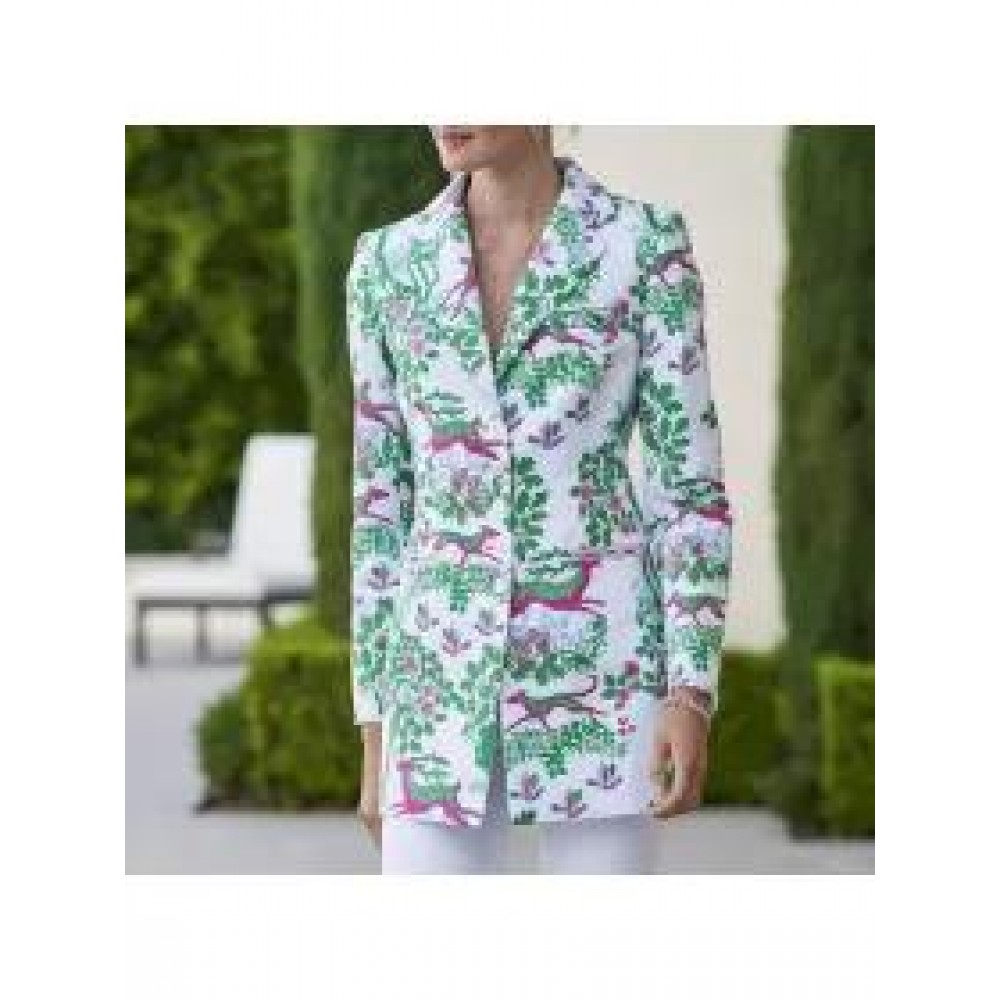 Ladies British Style Lapel Print Blazer Ladies British Style Lapel Print Blazer