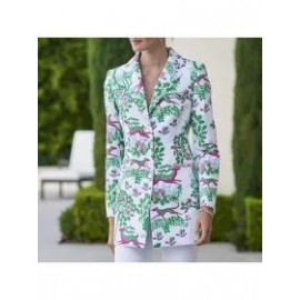 Ladies British Style Lapel Print Blazer