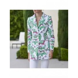 Ladies British Style Lapel Print Blazer