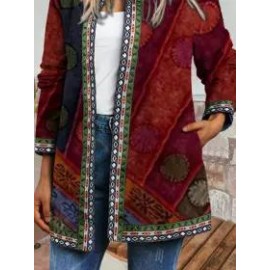 Round Neck Printed Loose Casual Jacket