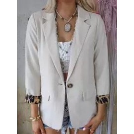Casual Loose Leopard Print Long Sleeve Cardigan Blazer