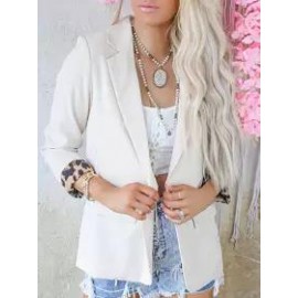 Casual Loose Leopard Print Long Sleeve Cardigan Blazer