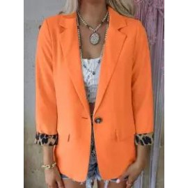 Casual Loose Leopard Print Long Sleeve Cardigan Blazer