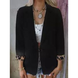 Casual Loose Leopard Print Long Sleeve Cardigan Blazer