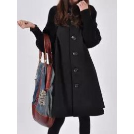 High Neck Patchwork Crochet Curved Hem Plain Raglan Sleeve Long Sleeve Coats