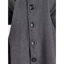 High Neck Patchwork Crochet Curved Hem Plain Raglan Sleeve Long Sleeve Coats