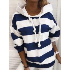 Autumn And Winter Fashion New Striped Printed Hooded Casual Sweater