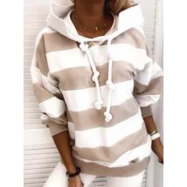 Autumn And Winter Fashion New Striped Printed Hooded Casual Sweater