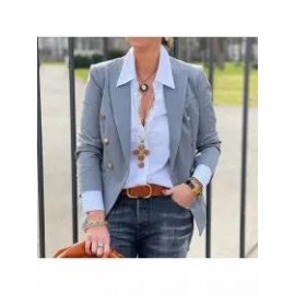 Fashion Solid Color Button Blazer