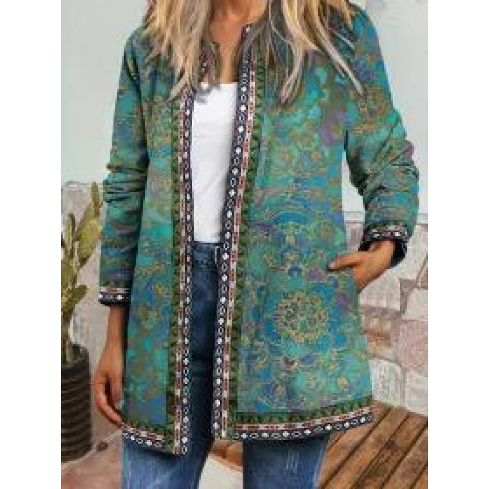 Vintage Ethnic Print Long Sleeve Jacket