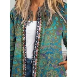 Vintage Ethnic Print Long Sleeve Jacket