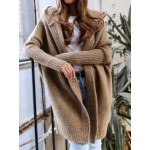 Hooded Long-sleeved Solid Color Woolen Coat