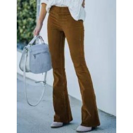 Casual Fashion Solid Color High Waist Corduroy Pants
