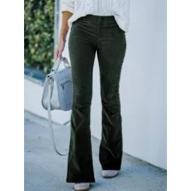 Casual Fashion Solid Color High Waist Corduroy Pants