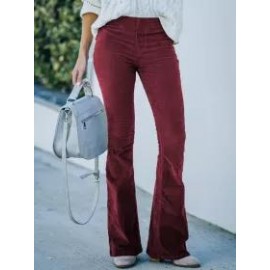 Casual Fashion Solid Color High Waist Corduroy Pants
