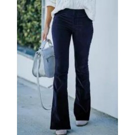 Casual Fashion Solid Color High Waist Corduroy Pants