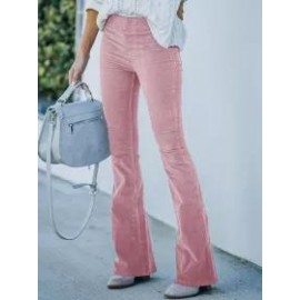 Casual Fashion Solid Color High Waist Corduroy Pants