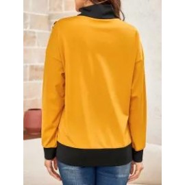 Cat Print Buttoned Long-sleeves Sweatshirt
