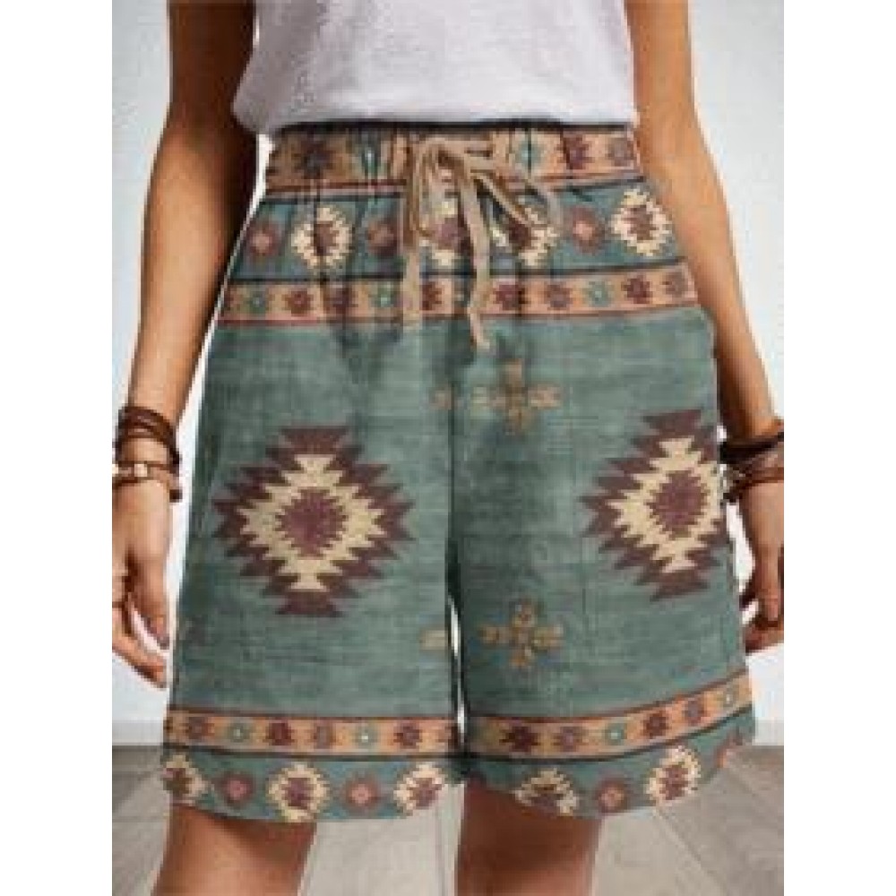 Ethnic Print Straight-leg Pants Loose Shorts Ethnic Print Straight-leg Pants Loose Shorts