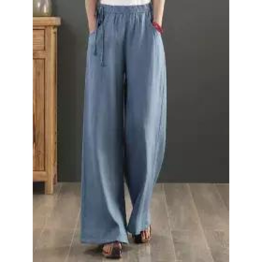 Casual Loose Solid Color Elastic Waist Pants Casual Loose Solid Color Elastic Waist Pants