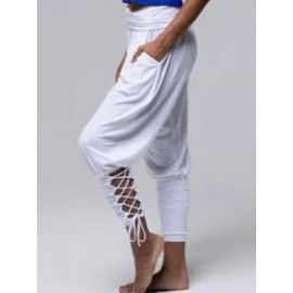 Casual Solid Color High Waist Pocket Pants