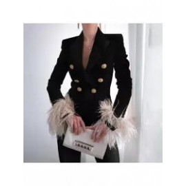 Casual Commuter Ostrich-feathered Blazer