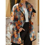 Casual Print Neckless Long Sleeves Jacket