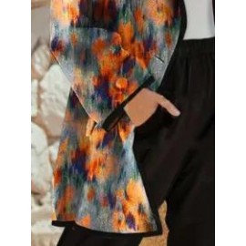 Casual Print Neckless Long Sleeves Jacket