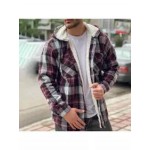 Men's Plaid Plus Velvet Padded Hooded Jacket