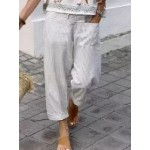 Cotton And Linen Striped Casual Pants