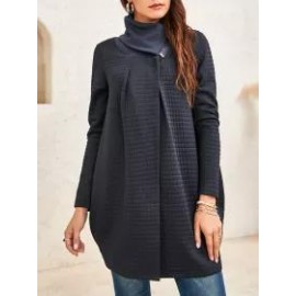 Women's Solid High-neck Long-sleeved Coat