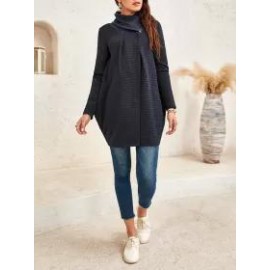 Women's Solid High-neck Long-sleeved Coat
