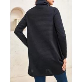 Women's Solid High-neck Long-sleeved Coat