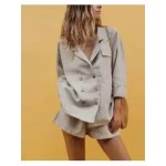Solid Color Lapel Collar Button Suit