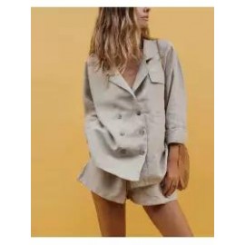 Solid Color Lapel Collar Button Suit