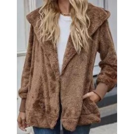 Casual Long Sleeve Hooded Plush Jacket