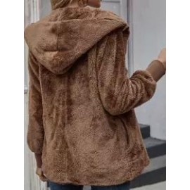Casual Long Sleeve Hooded Plush Jacket