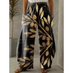 Fashion Floral Print Pocket Pants Women